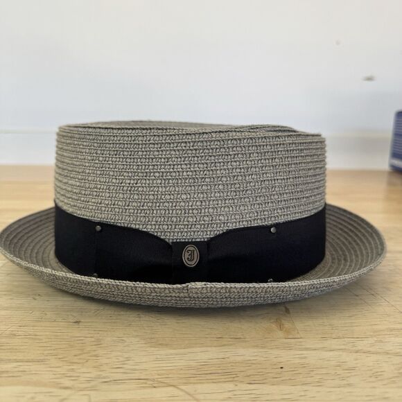 Jaxon Hats Toyo Straw Braid Pork Pie Hat Gray - Picture 2 of 11